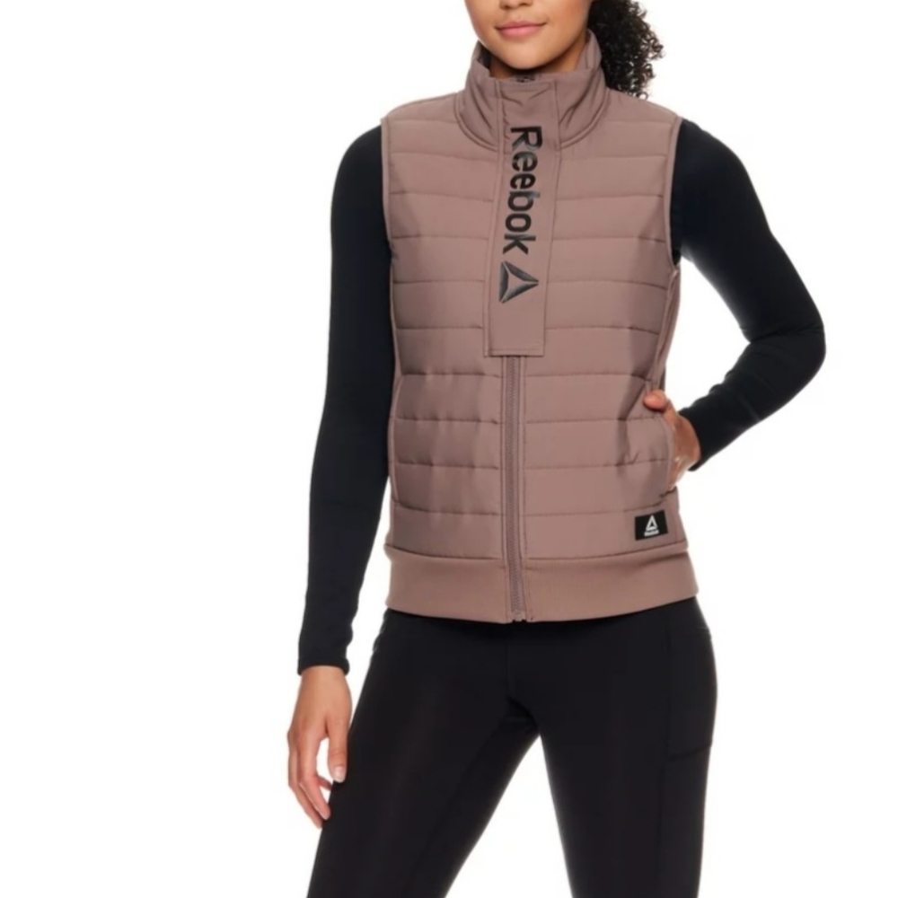 Reebok Getaway Woven Full Zip Vest Deep Taupe Brown SIZE L